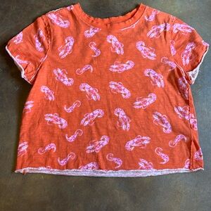 Maeve The Caitlin Boxy T-Shirt Lobster Pattern Size x-small EUC
